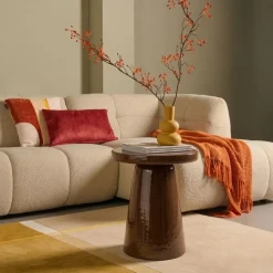 Bijzettafel Valence Donkerbruin - Ø 40 cm