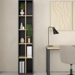 Boekenkast Bram Donkergrijs / Eiken - 41x205x35 cm