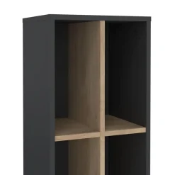 Boekenkast Bram Donkergrijs / Eiken - 41x205x35 cm