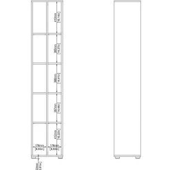 Boekenkast Bram Donkergrijs / Eiken - 41x205x35 cm