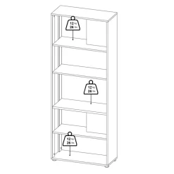 Boekenkast Bram Donkergrijs / Eiken - 80x205x35 cm