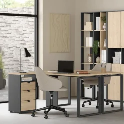 Boekenkast Bram Donkergrijs / Eiken - 41x205x35 cm