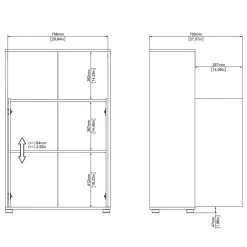 Boekenkast Bram Donkergrijs / Eiken - 80x124x35 cm