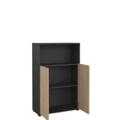 Boekenkast Bram Donkergrijs / Eiken - 80x124x35 cm