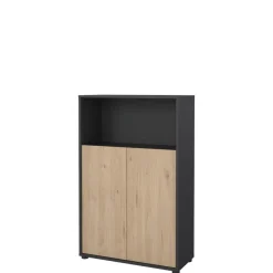 Boekenkast Bram Donkergrijs / Eiken - 80x124x35 cm