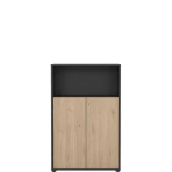 Boekenkast Bram Donkergrijs / Eiken - 80x124x35 cm