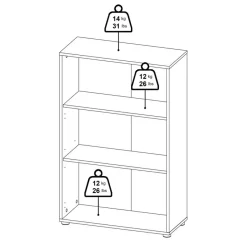 Boekenkast Bram Donkergrijs / Eiken - 80x124x35 cm