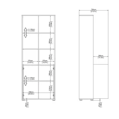 Boekenkast Bram Donkergrijs / Eiken - 80x205x35 cm