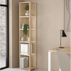 Boekenkast Bram Eiken / Wit - 41x205x35 cm
