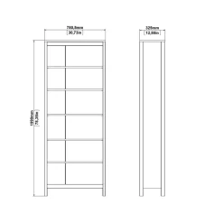 Boekenkast Dallas Wit - 78x199x33 cm
