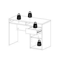 Bureau Boston Beton / Hoogglans Wit - 111x78x49 cm