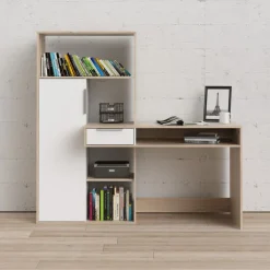 Bureau Boston Eiken / Wit - 163x156x61 cm