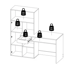 Bureau Boston Eiken / Wit - 163x156x61 cm