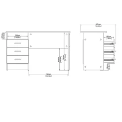 Bureau Boston Eiken - 121x73x49 cm