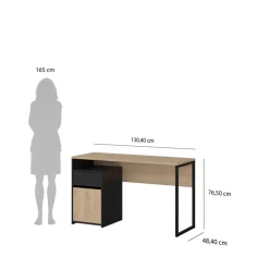 Bureau Boston Eiken / Zwart - 131x77x49 cm