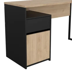 Bureau Boston Eiken / Zwart - 131x77x49 cm