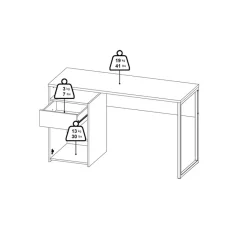 Bureau Boston Eiken / Zwart - 131x77x49 cm