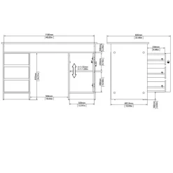 Bureau Boston Eiken / Zwart - 126x76x55 cm