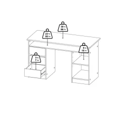 Bureau Boston Eiken / Zwart - 126x76x55 cm