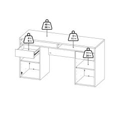 Bureau Boston Hoogglans Wit - 149x78x49 cm
