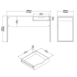 Bureau Boston Wit / Eiken - 130x77x49 cm