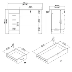 Bureau Boston Wit - 110x76x49 cm
