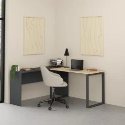 Bureau Bram Eiken / Donkergrijs - 120x76x60 cm