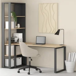 Bureau Bram Eiken / Donkergrijs - 150x76x60 cm