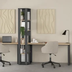 Bureau Bram Eiken / Donkergrijs - 150x76x60 cm