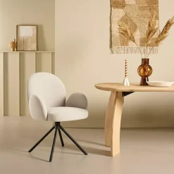 Draaibare Eetkamerstoel Moon Crème