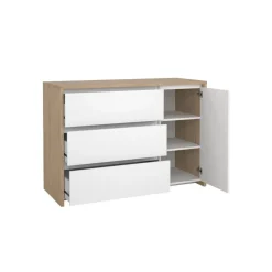 Dressoir Atlanta Eiken / Hoogglans Wit - 119x84x48 cm