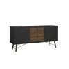 Dressoir Denver Zwart / Walnoot - 150x72x40 cm