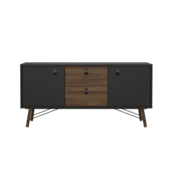 Dressoir Denver Zwart / Walnoot - 150x72x40 cm
