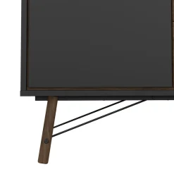 Dressoir Denver Zwart / Walnoot - 150x72x40 cm