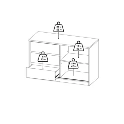 Dressoir Luna Eiken - 119x76x50 cm