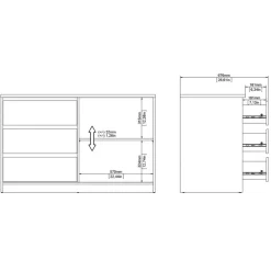 Dressoir Luna Eiken - 119x76x50 cm
