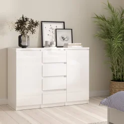 Dressoir Luna Hoogglans Wit - 121x91x50 cm