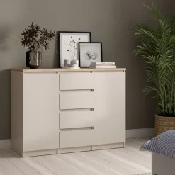 Dressoir Luna Taupe / Eiken - 121x91x50 cm