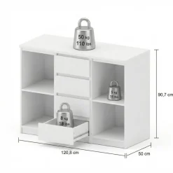 Dressoir Luna Taupe / Eiken - 121x91x50 cm