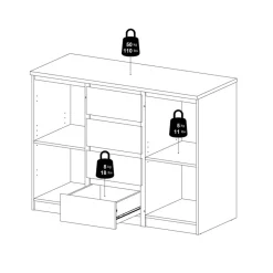 Dressoir Luna Wit - 121x91x50 cm
