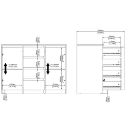 Dressoir Luna Zwart - 121x91x50 cm