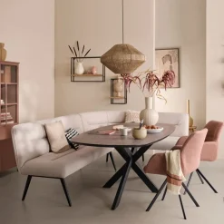 Eetkamer Hoekbank Bjorna Roze - 270x170 cm