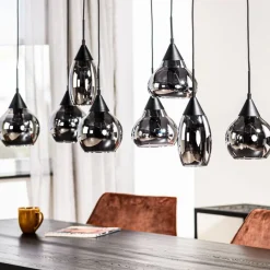 Hanglamp Oriel Zwart - 8 x E27 - 120 cm breed