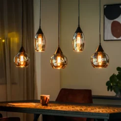 Hanglamp Oriel Zwart - 5 x E27 - 120 cm breed