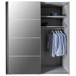 Kledingkast Aalst Donkergrijs Spiegel - 180x210x65 cm