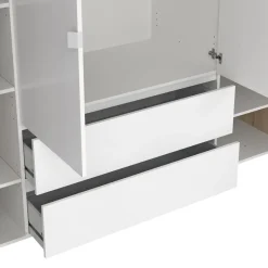 Kledingkast Atlanta Eiken / Hoogglans Wit - 197x202x58 cm