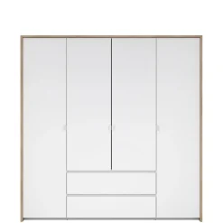 Kledingkast Atlanta Eiken / Hoogglans Wit - 197x202x58 cm