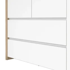 Kledingkast Atlanta Eiken / Hoogglans Wit - 149x202x58 cm