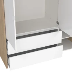 Kledingkast Atlanta Eiken / Hoogglans Wit - 149x202x58 cm