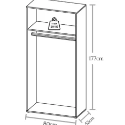 Kledingkast Baarlo Wit - 80x176x52 cm